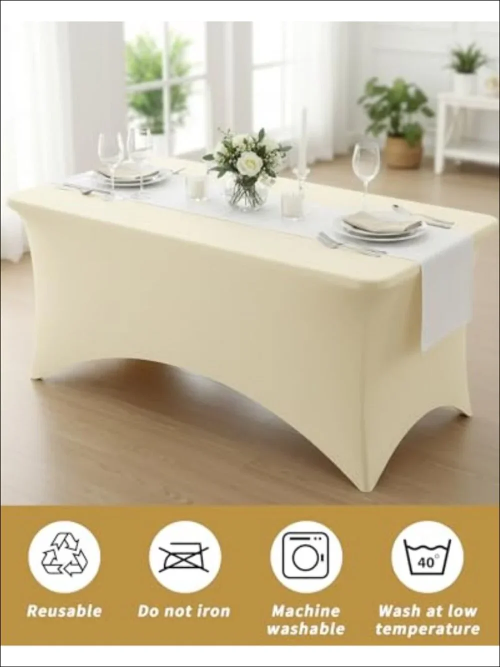 3 Pack 6FT Spandex Fitted Tablecloth Rectangle Table Cover Stretch